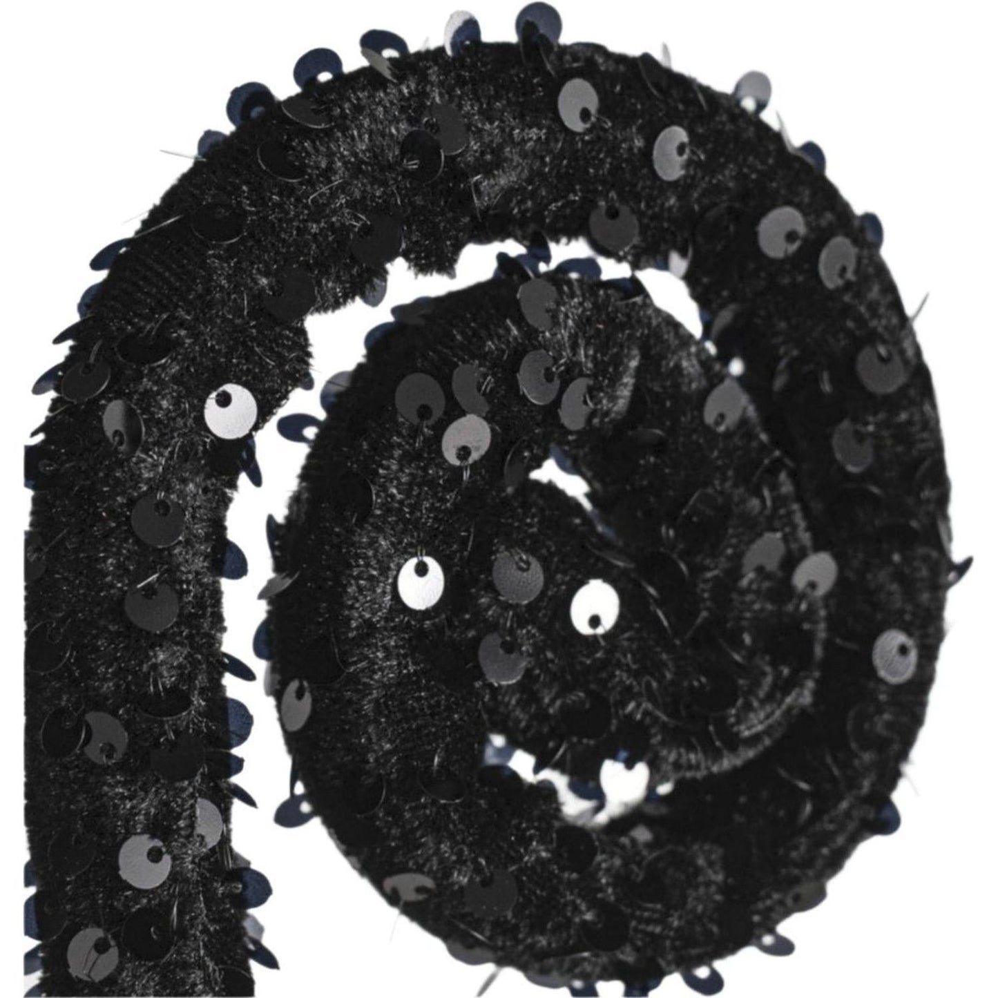 29" Sequin Curly Spray: Black