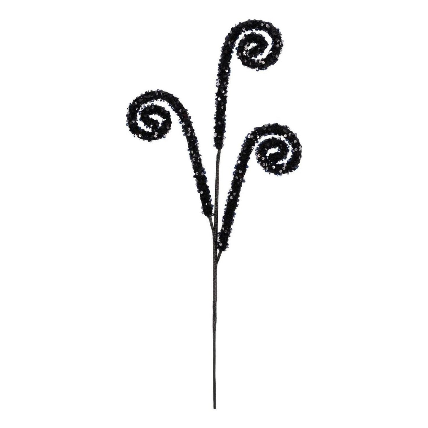29" Sequin Curly Spray: Black