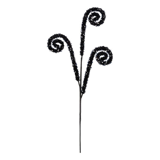29" Sequin Curly Spray: Black