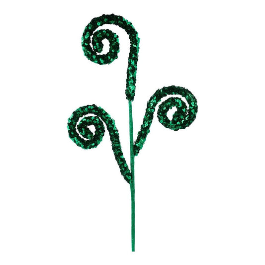29" Sequin Curly Spray: Emerald Green
