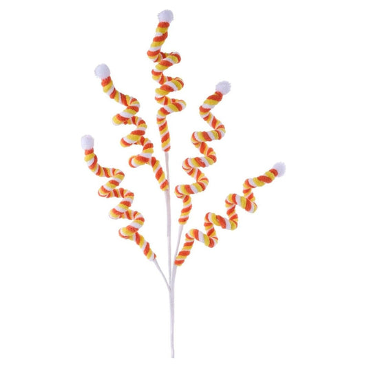 29" Velvet Rope Pom Pom Spray: Candy Corn