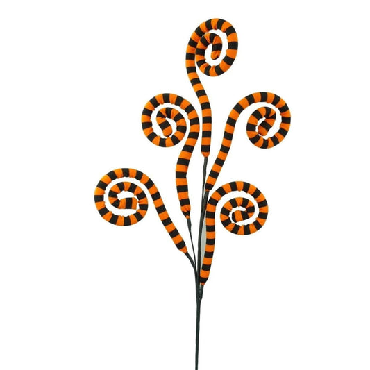 30" Knit Fabric Stripe Spiral Curly Spray: Orange & Black