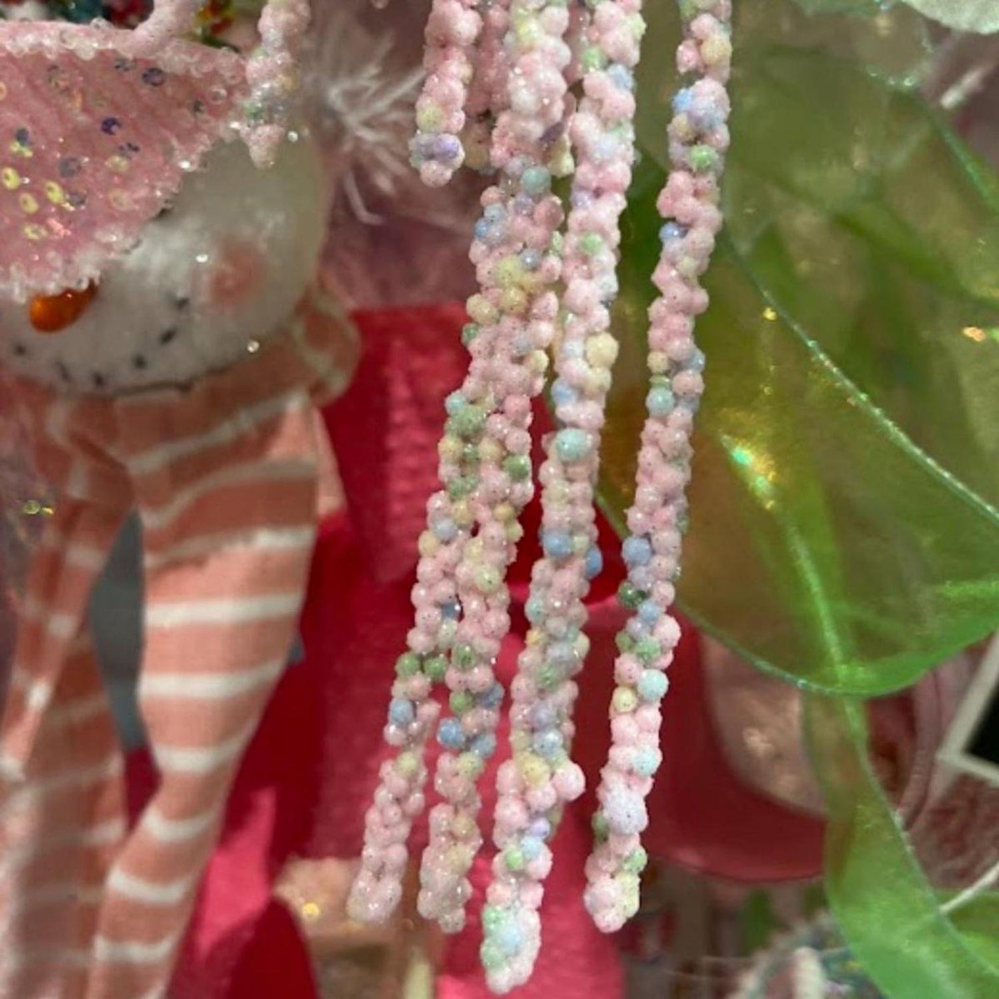 30" Pink Miniature Bead Grass Spray
