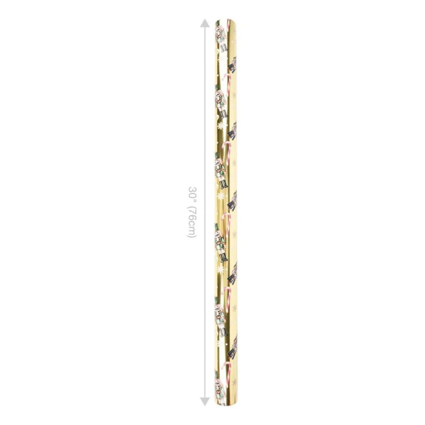 30in Reversible Nutcracker Wrapping Paper: Gold