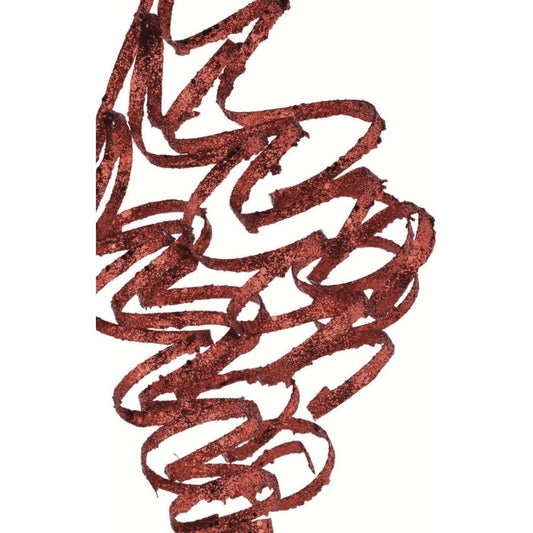 31" Curly Glitter Ribbon Spray: Red