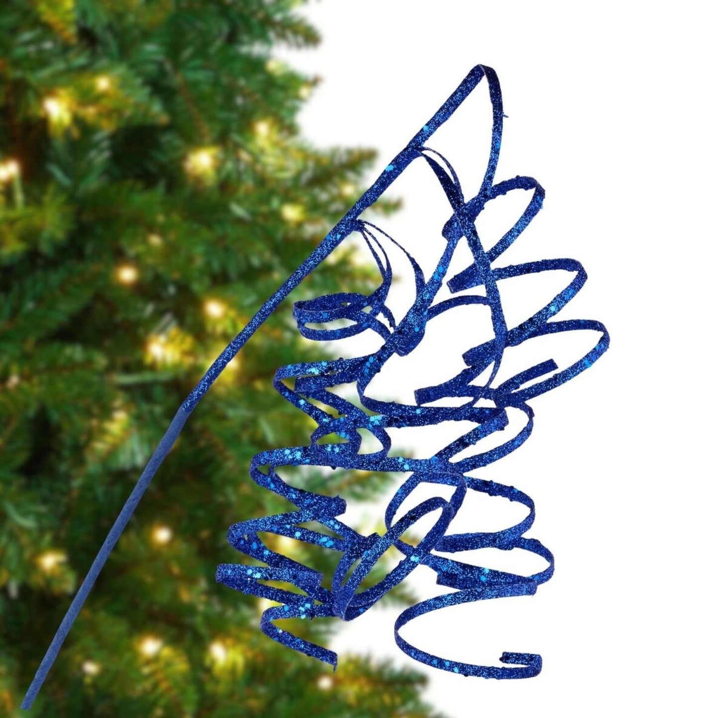 31" Curly Glitter Ribbon Spray: Royal Blue