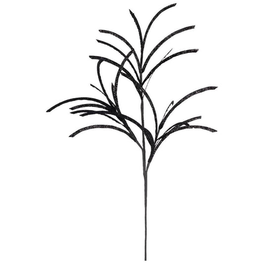 31" Glittered Paper Grass Spray: Black