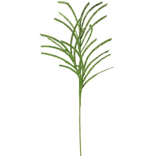 31" Glittered Paper Grass Spray: Lime Green