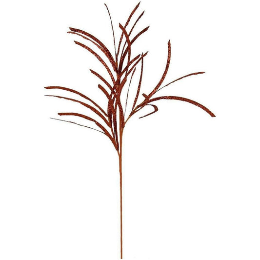 31" Glittered Paper Grass Spray: Orange