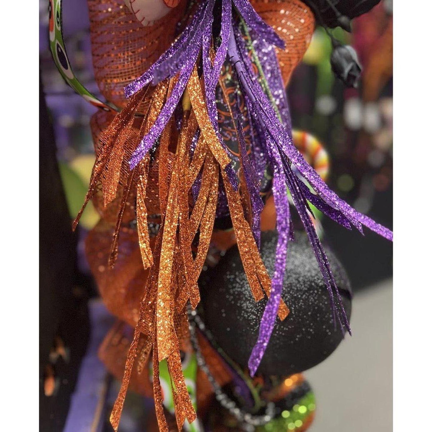 31" Glittered Paper Grass Spray: Purple