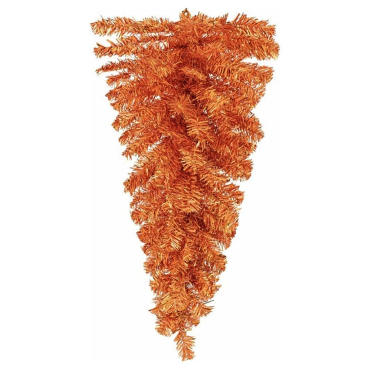 32" Pine Tinsel Teardrop Swag: Metallic Orange