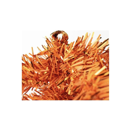32" Pine Tinsel Teardrop Swag: Metallic Orange