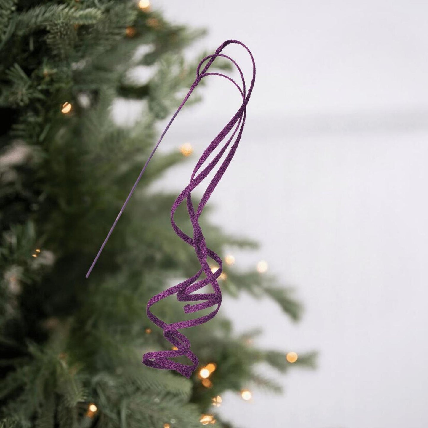 39" Glitter Loop Ribbon Spray: Purple