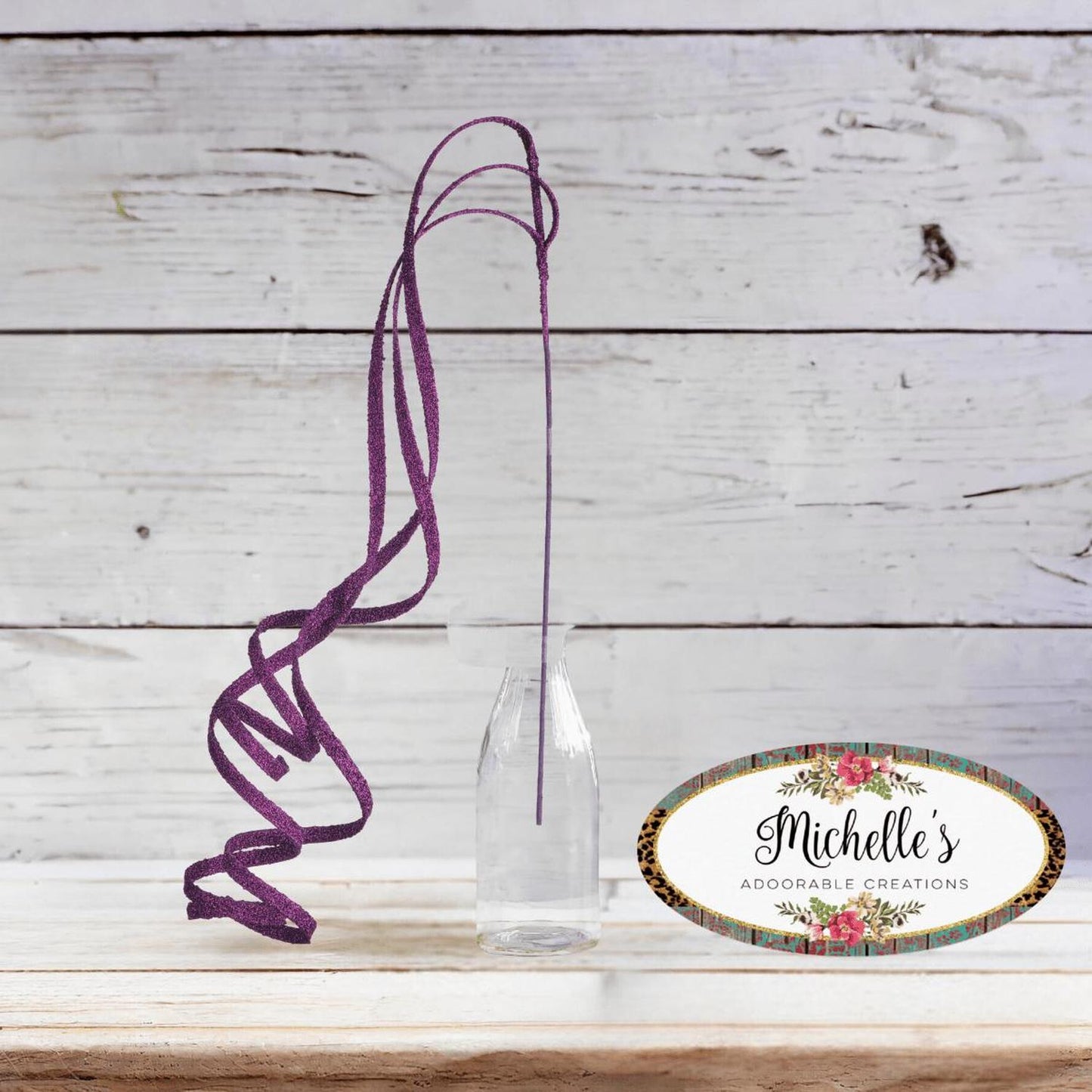 39" Glitter Loop Ribbon Spray: Purple
