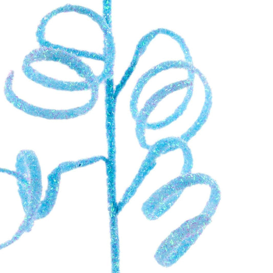 39" Iridescent Curly Hanging Spray: Soft Blue
