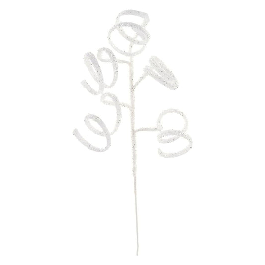 39" Iridescent Curly Hanging Spray: White/Silver