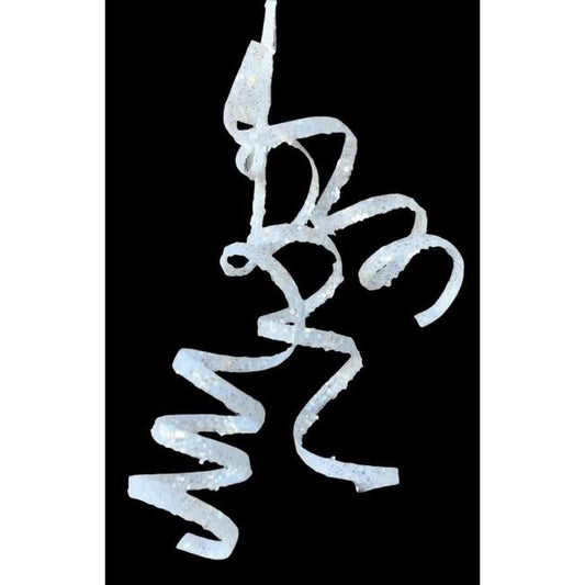 39" Iridescent Curly Hanging Spray: White/Silver