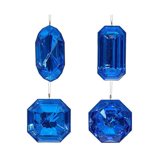 4-5" Acrylic Jewel Assortment Ornament: Blue (Set 4)