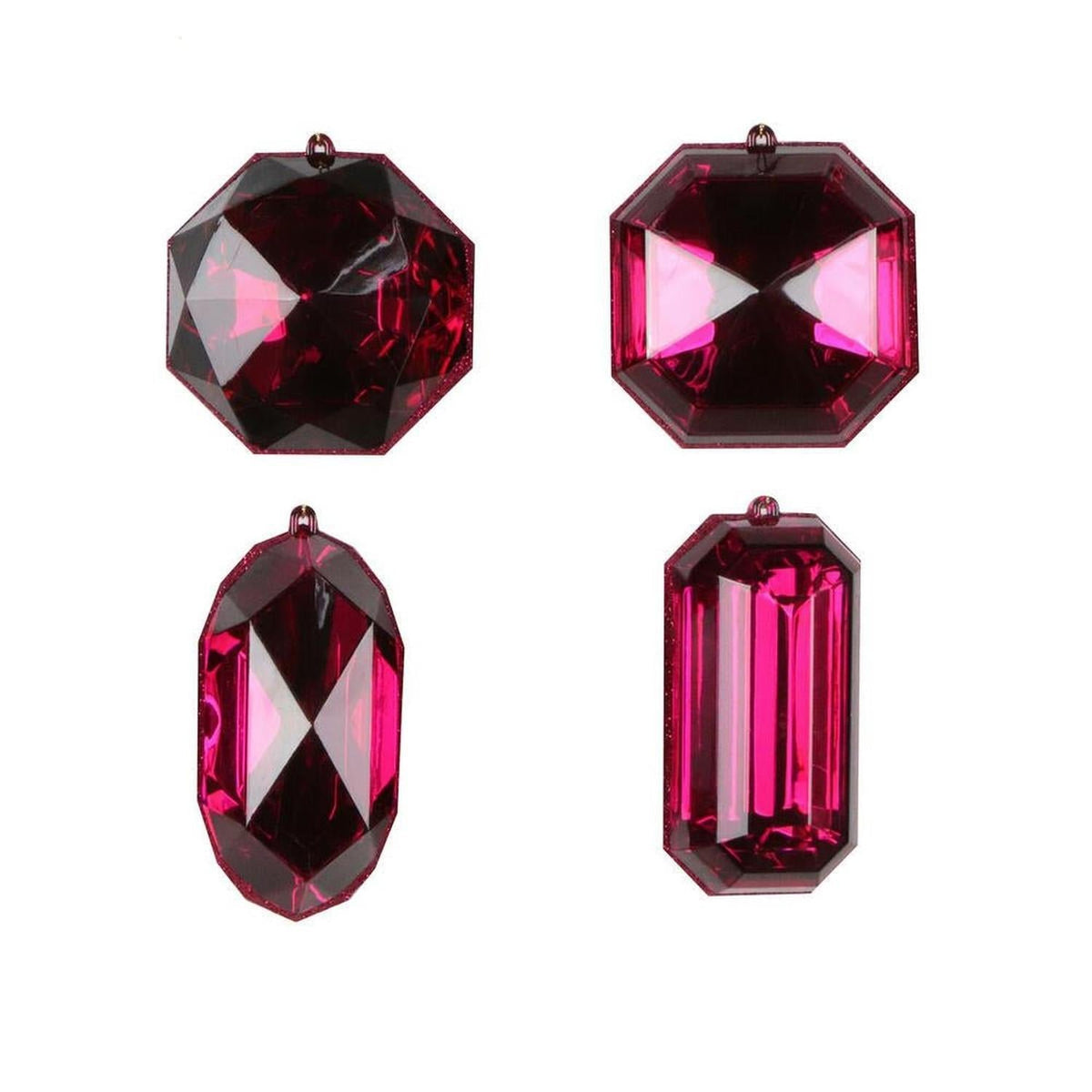 4-5" Acrylic Jewel Assortment Ornament: Burgundy (Set 4)