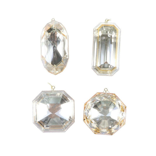4-5" Acrylic Jewel Assortment Ornament: Champagne (Set 4)