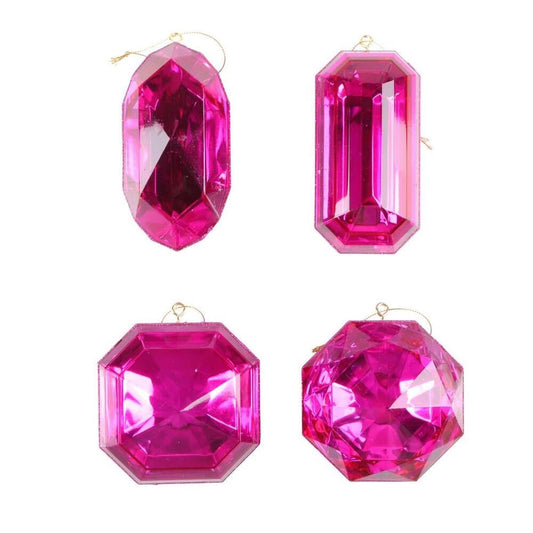 4-5" Acrylic Jewel Assortment Ornament: Pink (Set 4)