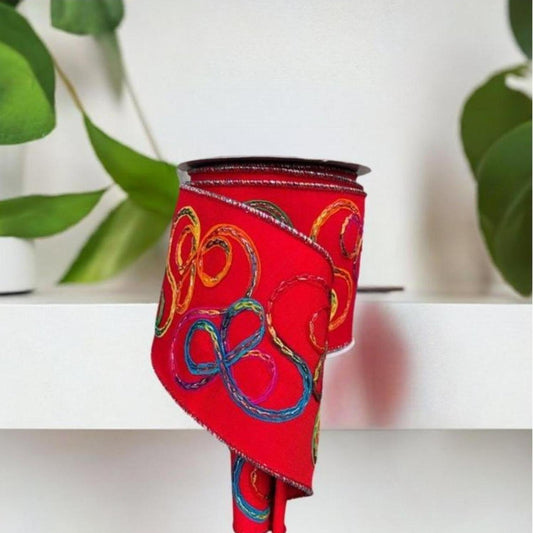 4" Candy Loop Ribbon: Red (10 Yards)