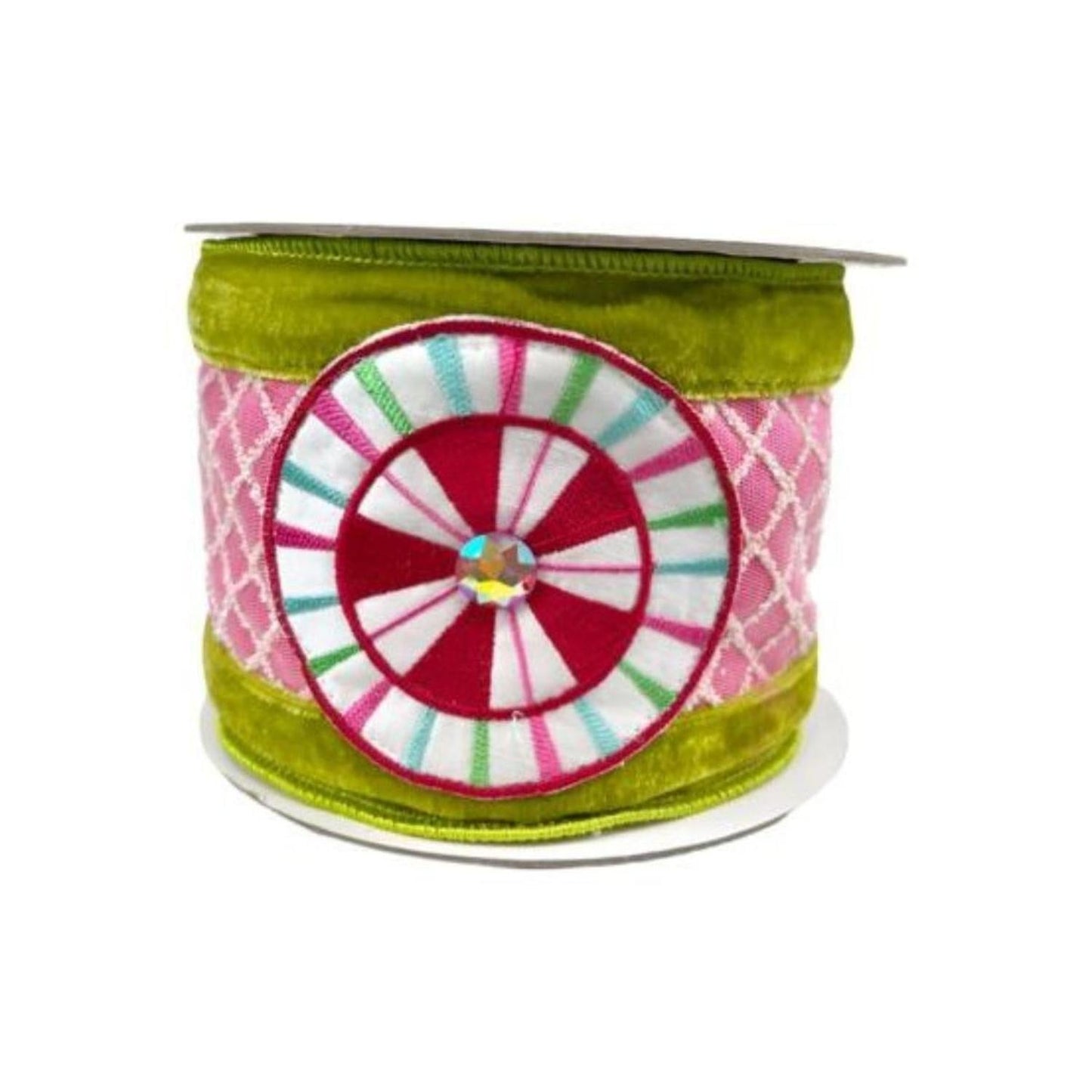 4" EXCLUSIVE Sweet Candy Ribbon: Lime Green/Pink (5 Yards)