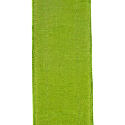 4" Glitter Edge Dupioni Ribbon: Lime/Pink (5 Yards)