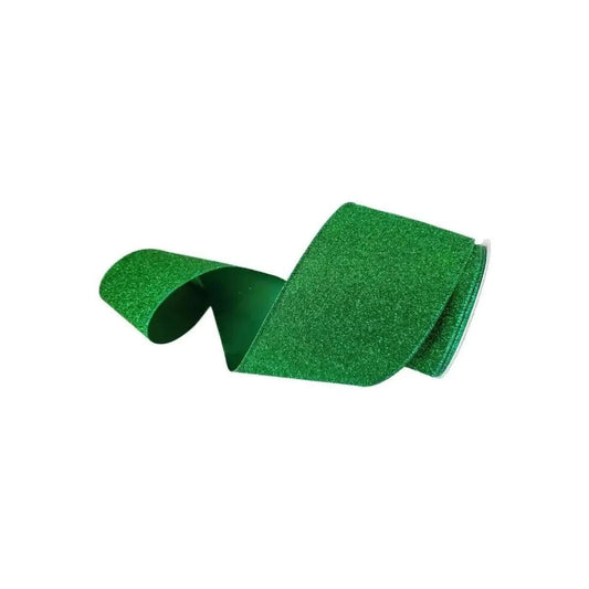 4" Glitter Magic Ribbon: Emerald Green (10 Yards)