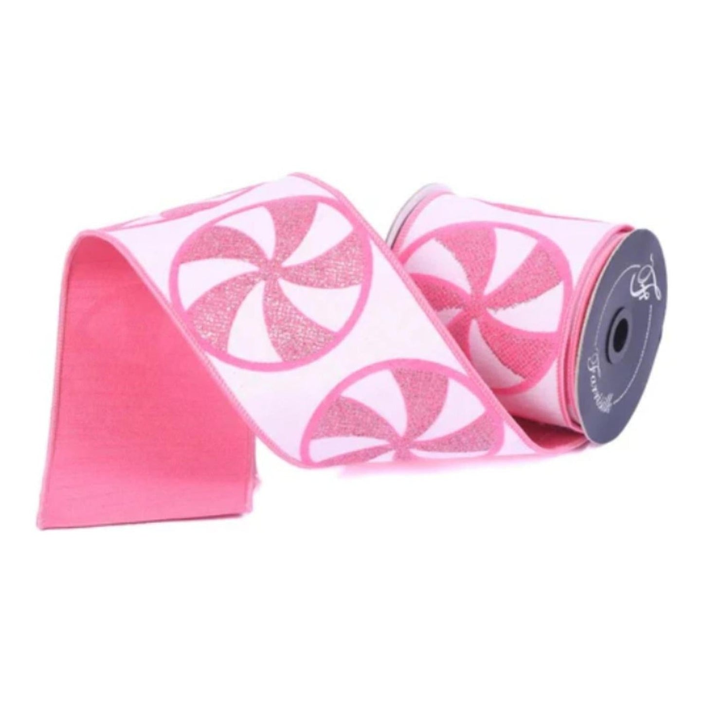4" Glitter Peppermint Candies Ribbon: Pink (5 Yards)