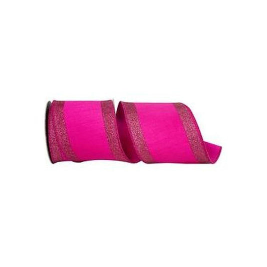 4" Glitter Stripe Dupioni Ribbon: Fuchsia (5 Yards)