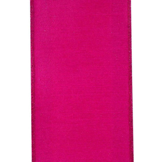 4" Glitter Stripe Dupioni Ribbon: Fuchsia (5 Yards)