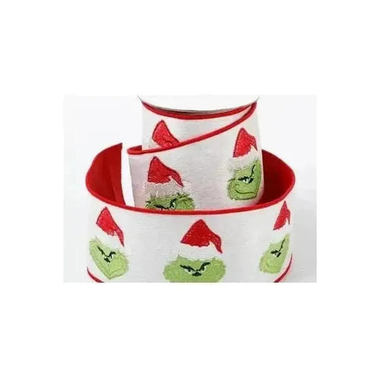 4" Green Monster Dupion Ribbon: Red/White (5 Yards)