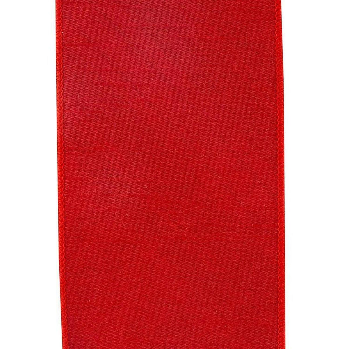 4 in Plaid Dupioni Classic Ribbon: Red (5 Yards)
