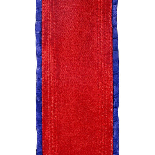 4" Metallic Pleated Dupioni Ribbon: Red/Blue (5 Yards)