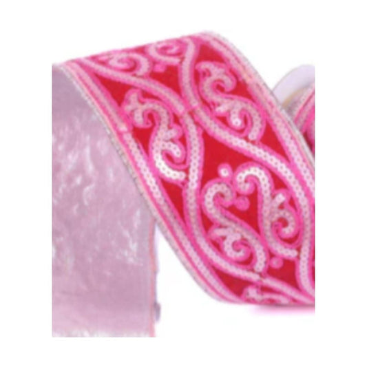 4" Morris Tapestry Ribbon: Light Pink (5 Yards)