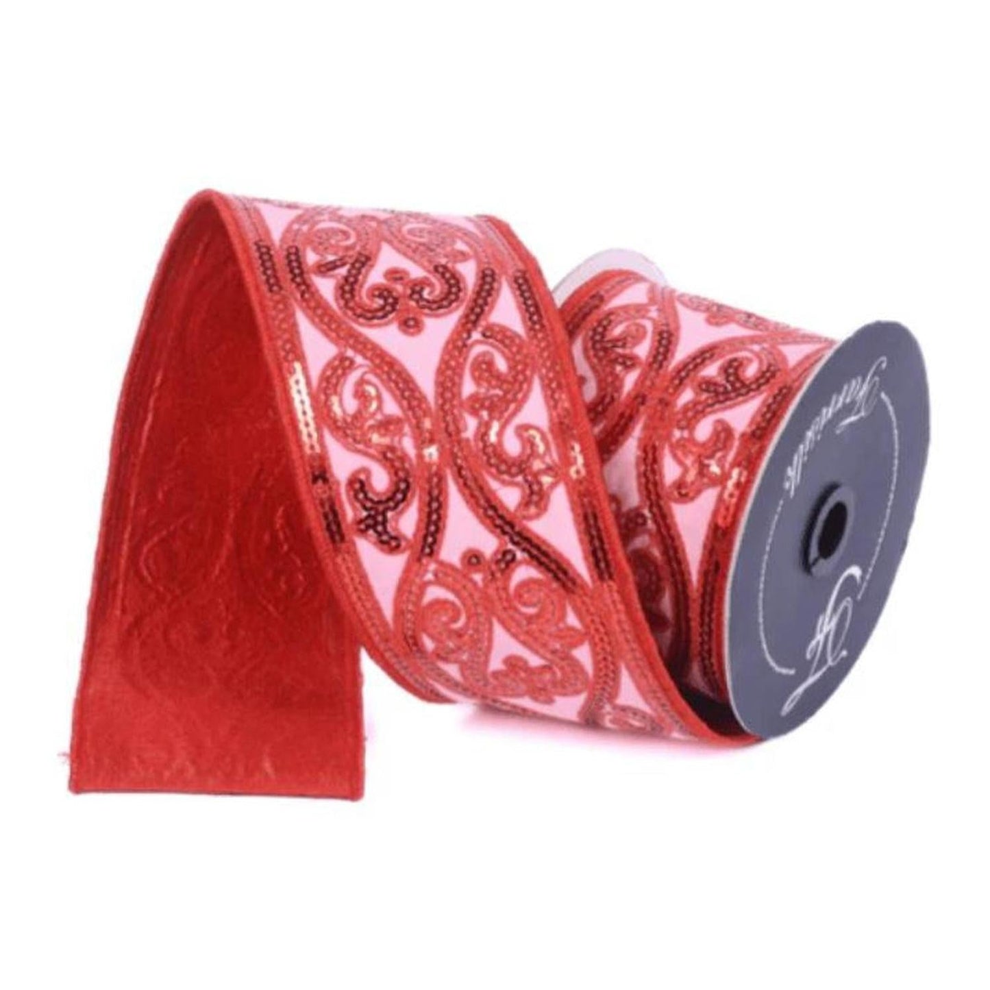 4" Morris Tapestry Ribbon: Pink/Red (5 Yards)