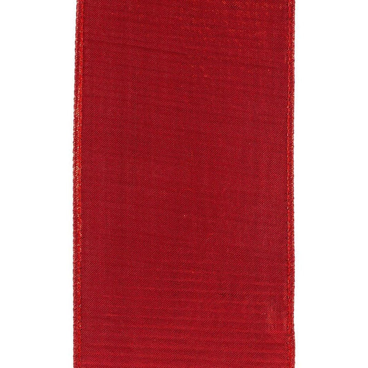 4" Pleated Metallic Lux Ribbon: Red (10 Yards)