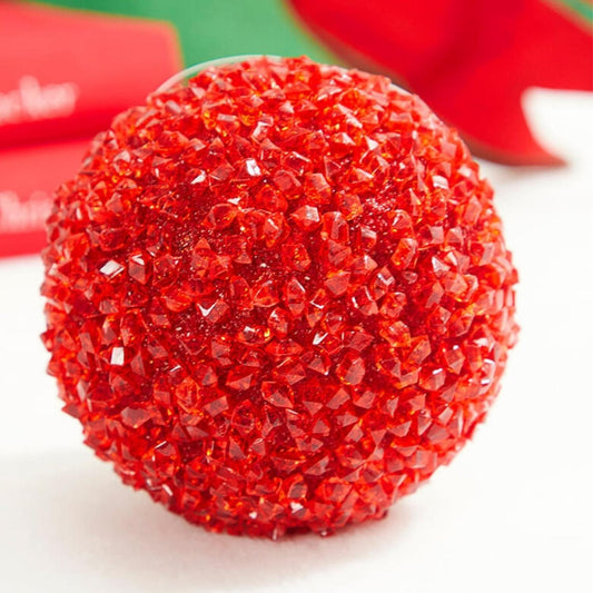 4" Red Crystal Ball Ornament
