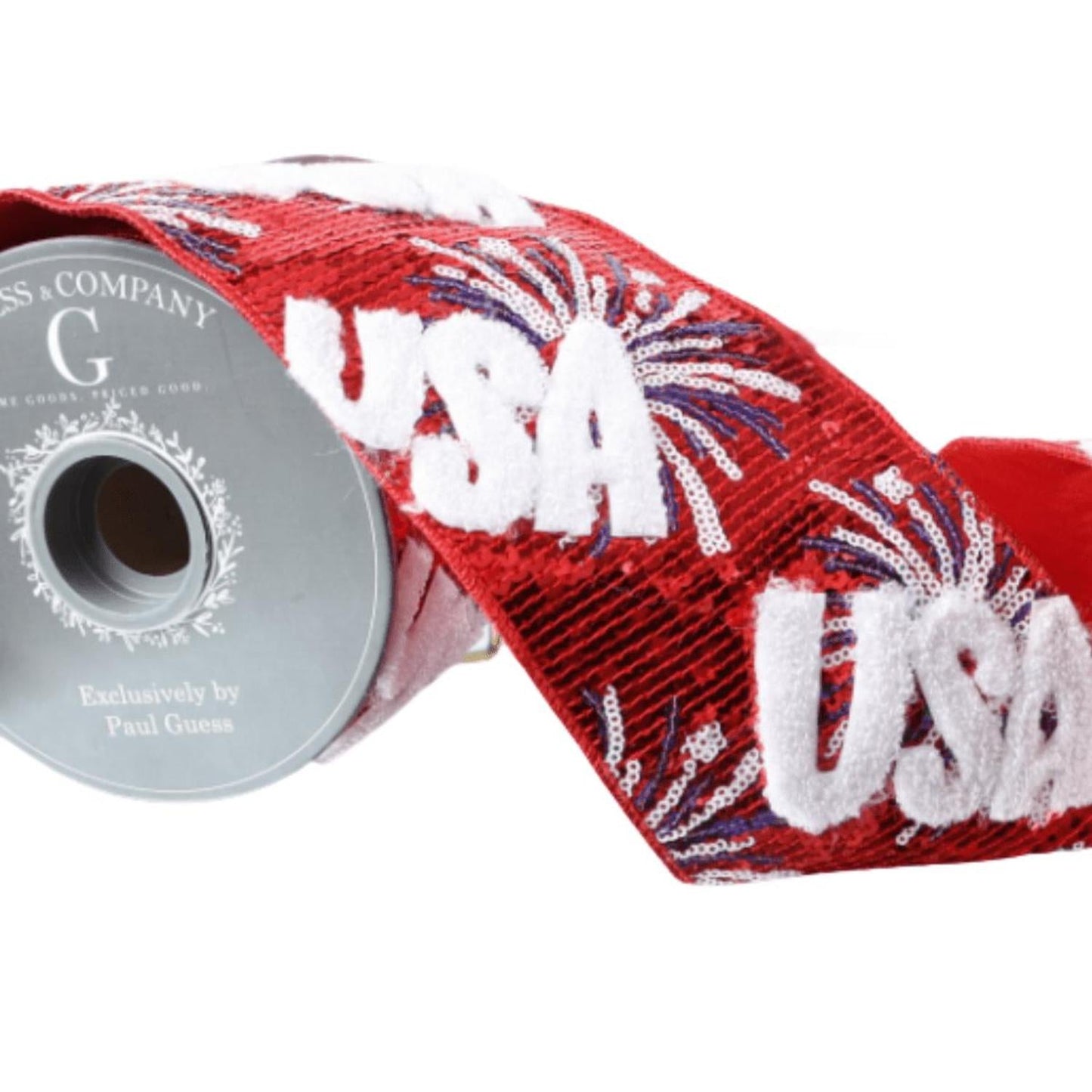 4" Red Sequin USA Ribbon (5 Yards)