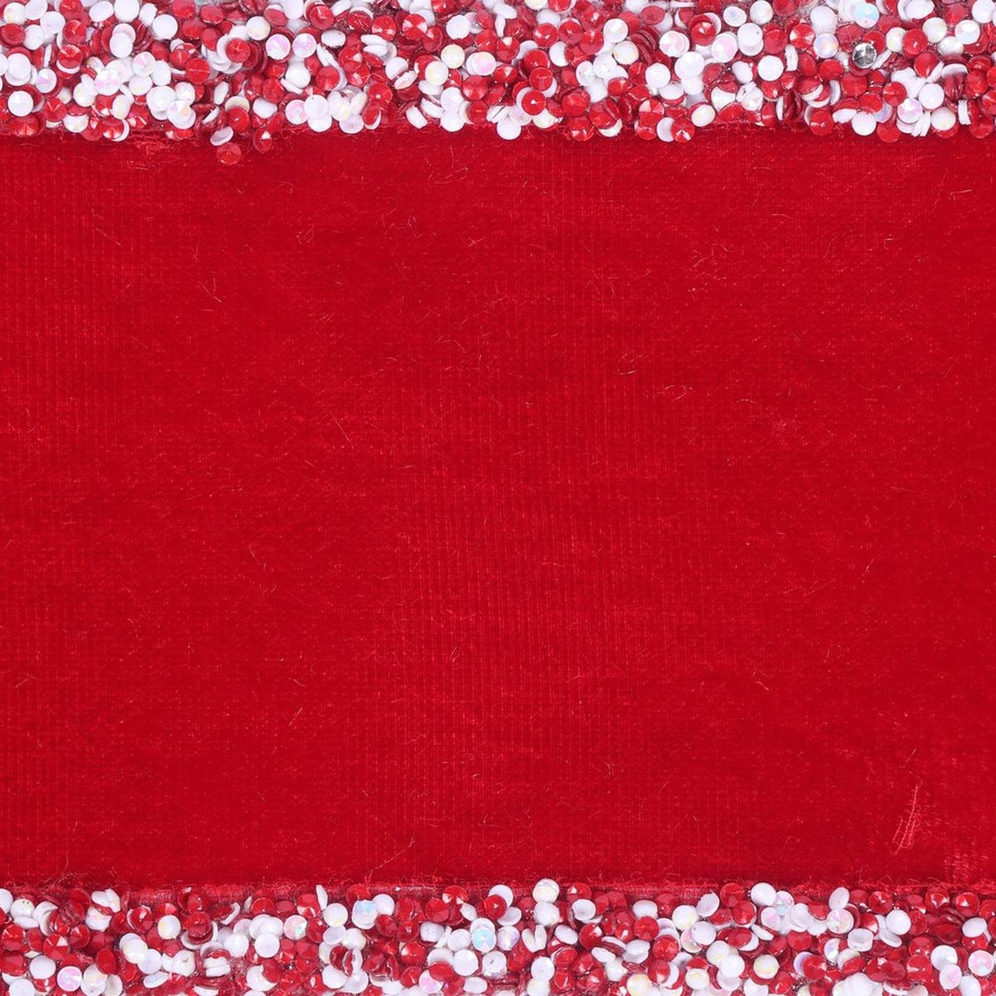 4" Red Velvet Sequin Trim Ribbon: Red/White (5 Yards)