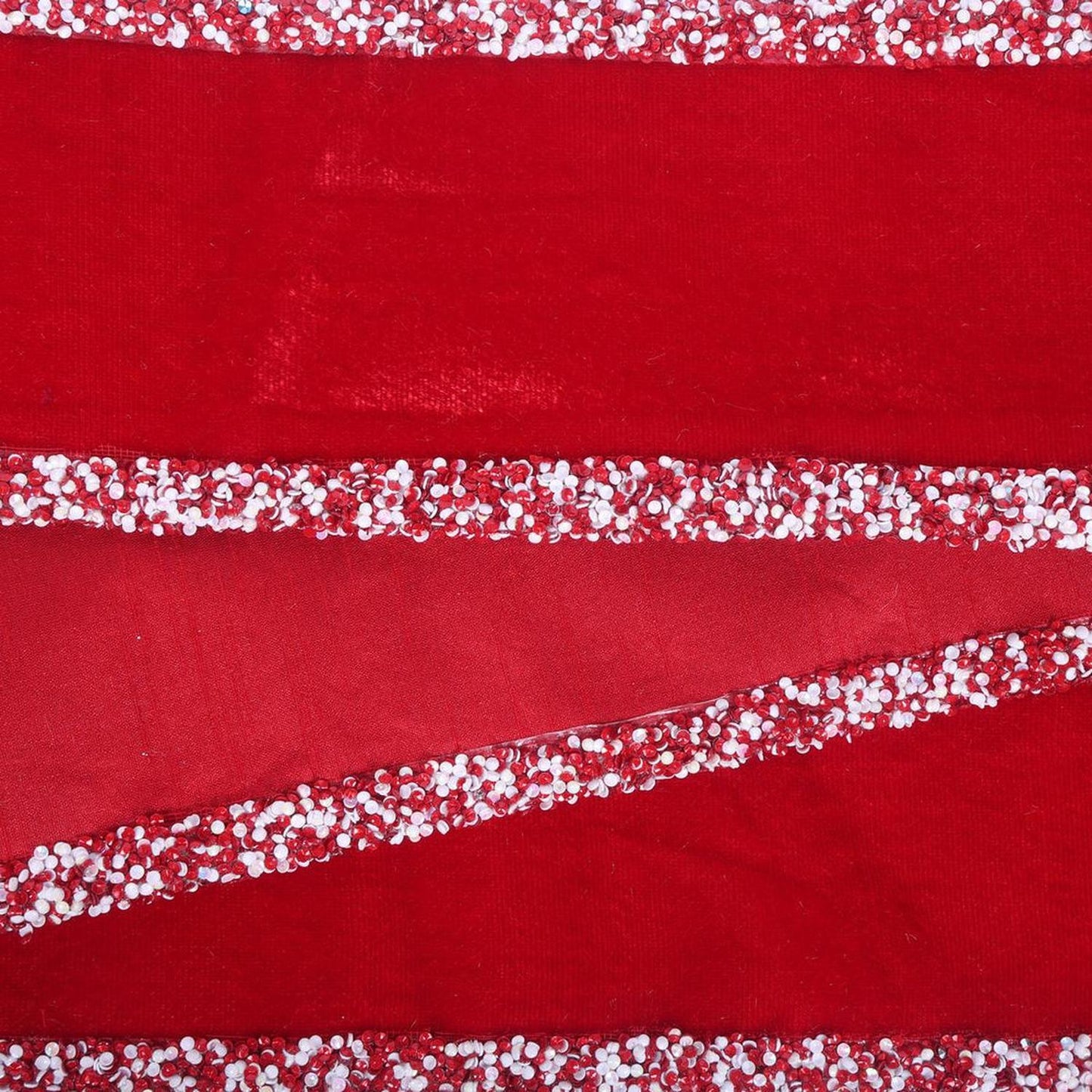 4" Red Velvet Sequin Trim Ribbon: Red/White (5 Yards)