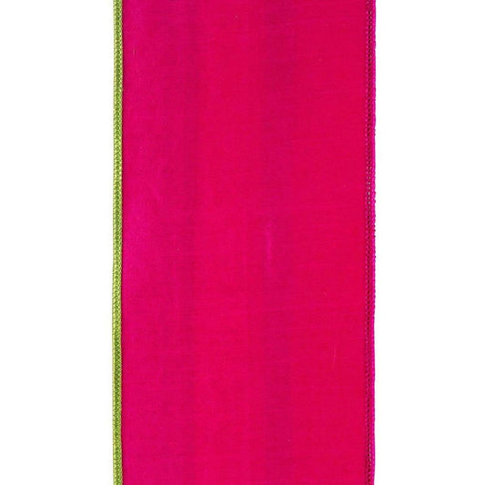 4" Stripe Trimming Overlay Ribbon: Lime/Pink (5 Yards)
