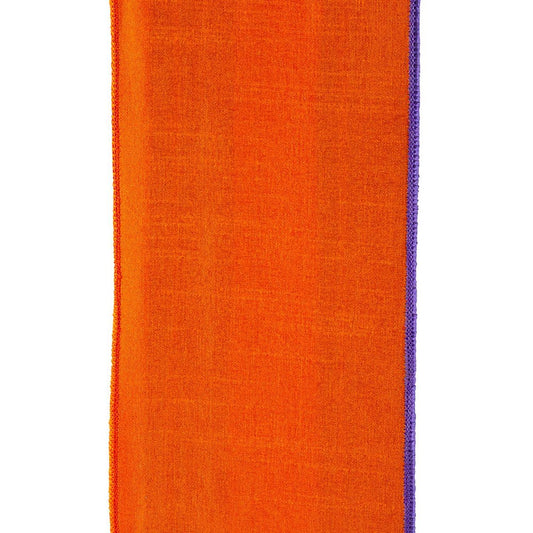 4" Stripe Trimming Overlay Ribbon: Orange/Purple (5 Yards)