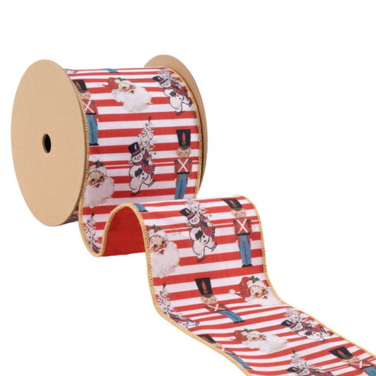 4" Vintage Toys Santa Ribbon: Red/White (10 Yards)