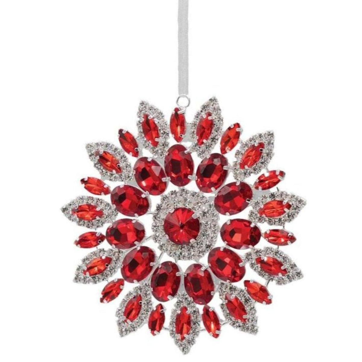 4.25in Hanging Faux Jewel Ornament: Red