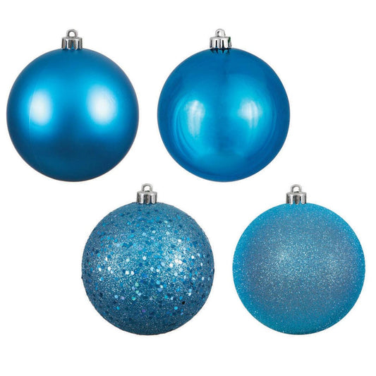 4.75in Turquoise Assortment Ornament Ball (Set of 4)