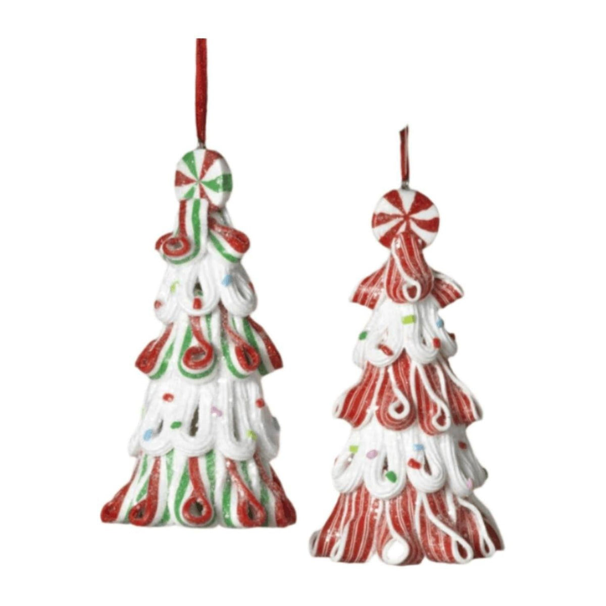 5" Clay Dough Holiday Candy Tree Ornament (Set of 2)