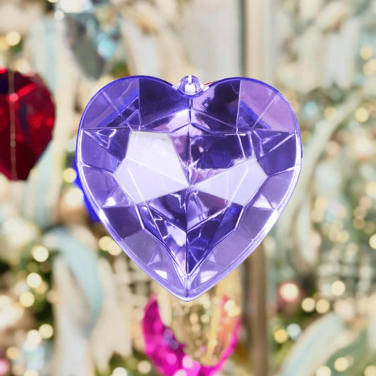 6" Acrylic Heart Jewel Ornament: Amethyst/Lavender