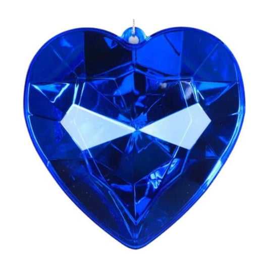 6" Acrylic Heart Jewel Ornament: Blue